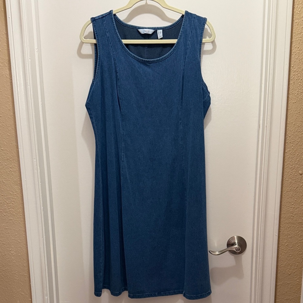 Denim and Co. Casual Denim Sleeveless Dress - Blue